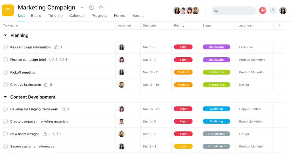 Screenshot of Asana PM tool. Learning new trends is a productive activity during lockdown.